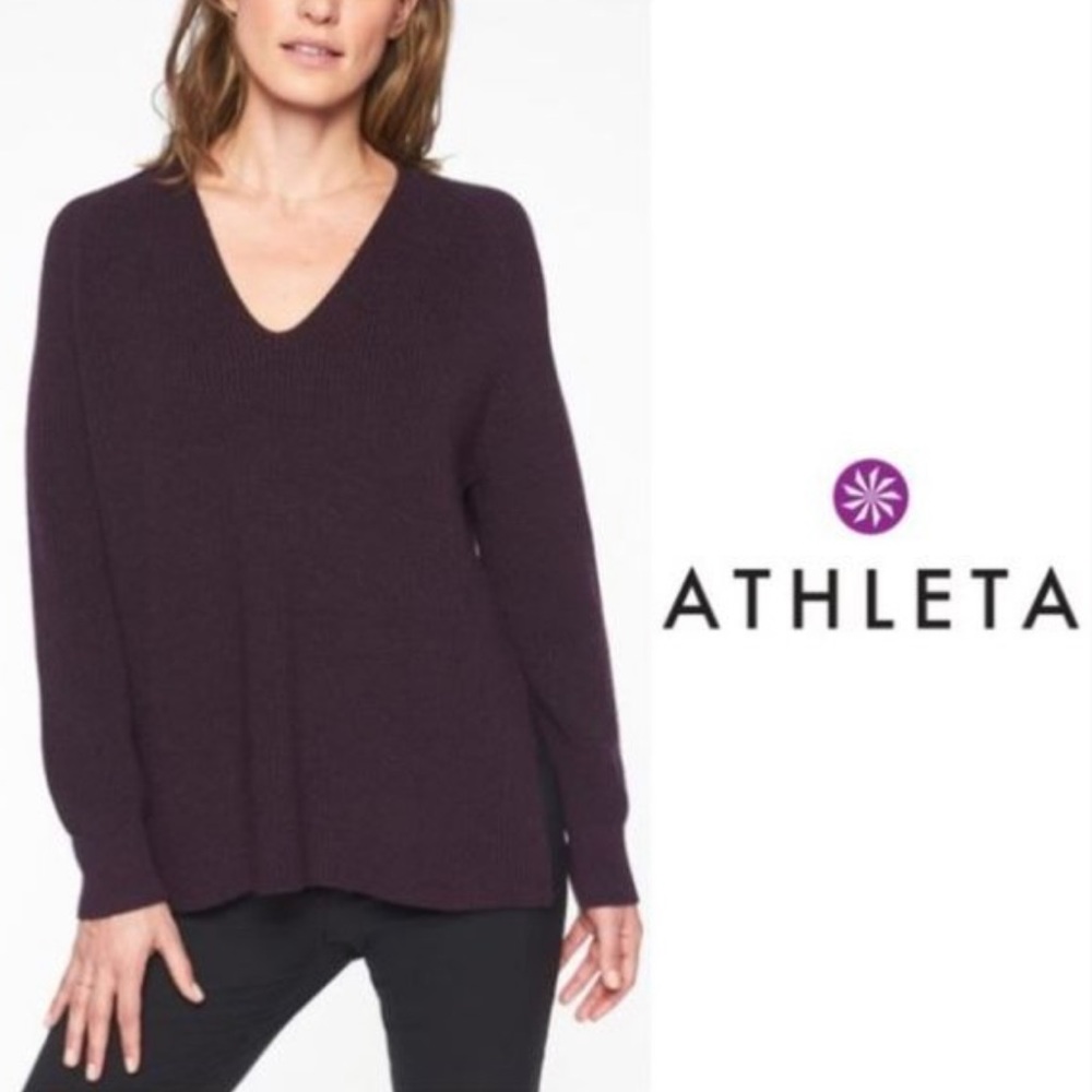 Athleta Maroon Switchback Wool-Blend Pullover Swe… - image 1
